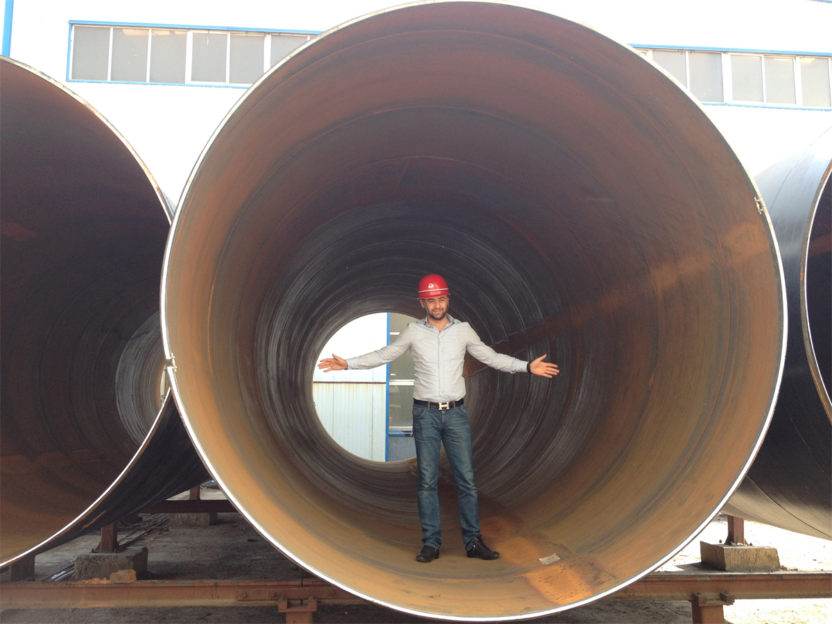 Albania client standing in pipestec large diameter steel pipe